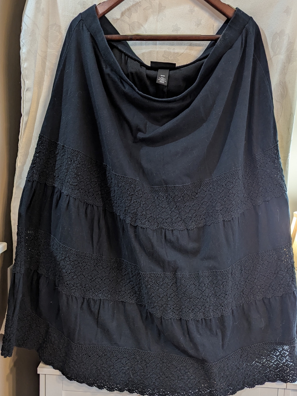 Lane Bryant Black Crochet Tiered Maxi Skirt